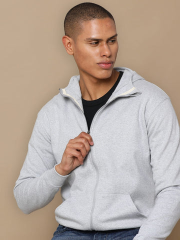 Sustainable Hoodie Jacket - Grey Melange